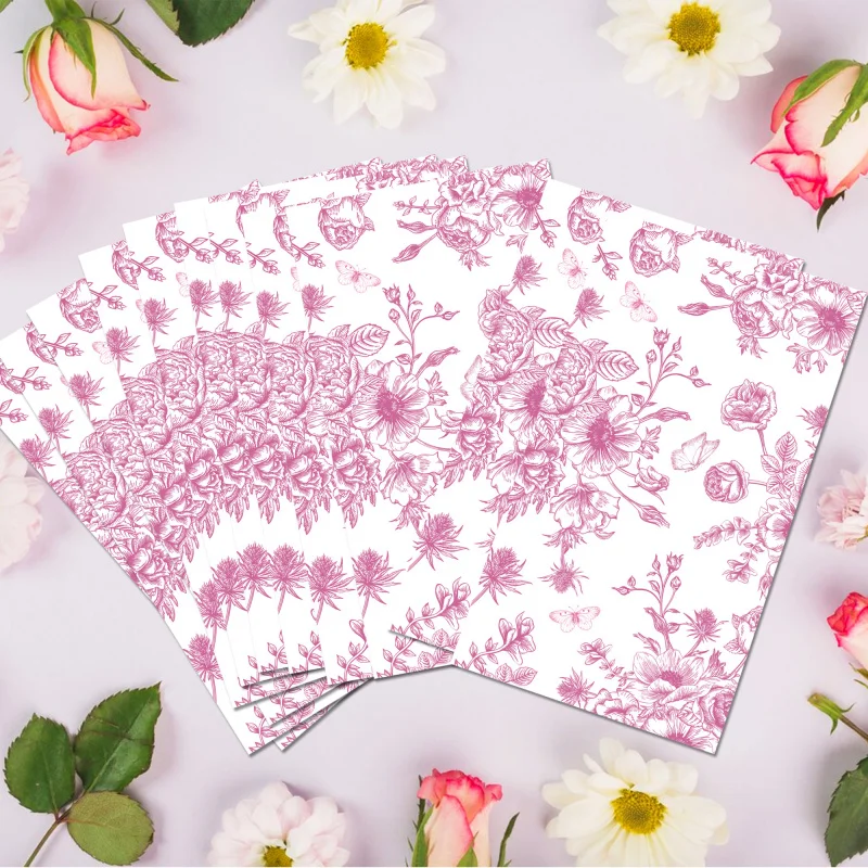 20pcs Floral Guest Napkins Pink Flower Disposable Paper Dinner Napkin Bathroom Hand Towels for Wedding Birthday Party Decoration