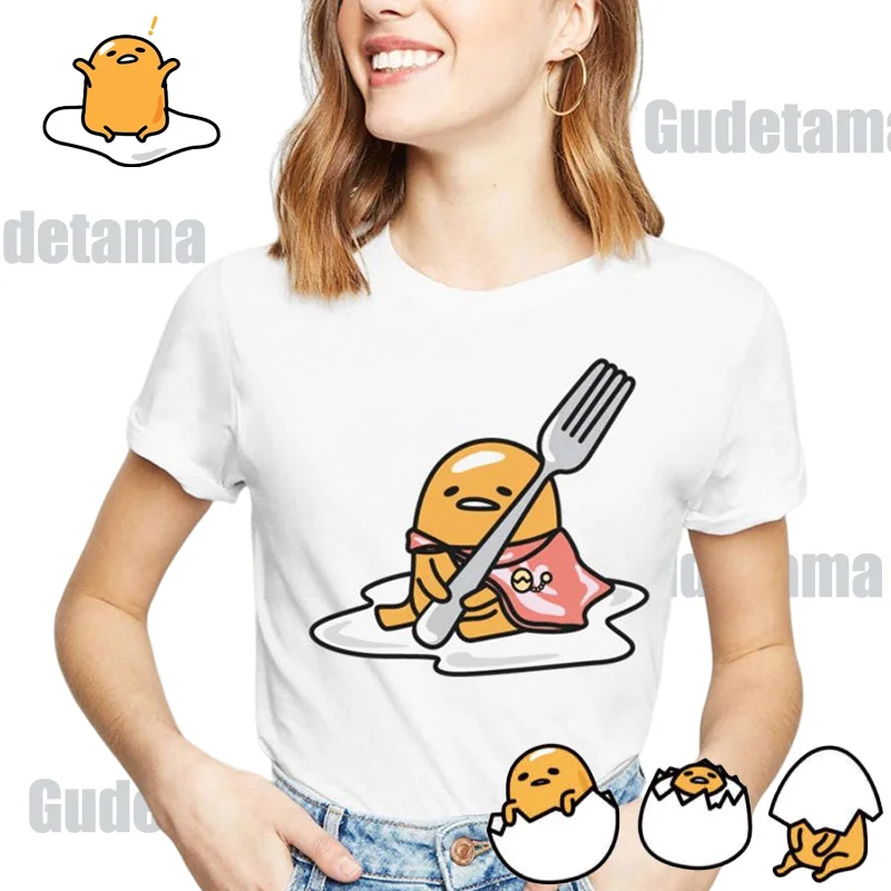 

Sanrio Kawaii Gudetama T-shirt Cartoon Printing Loose Casual Student Cotton Short Sleeve Top Summer Fashion Versatile Sweatshirt