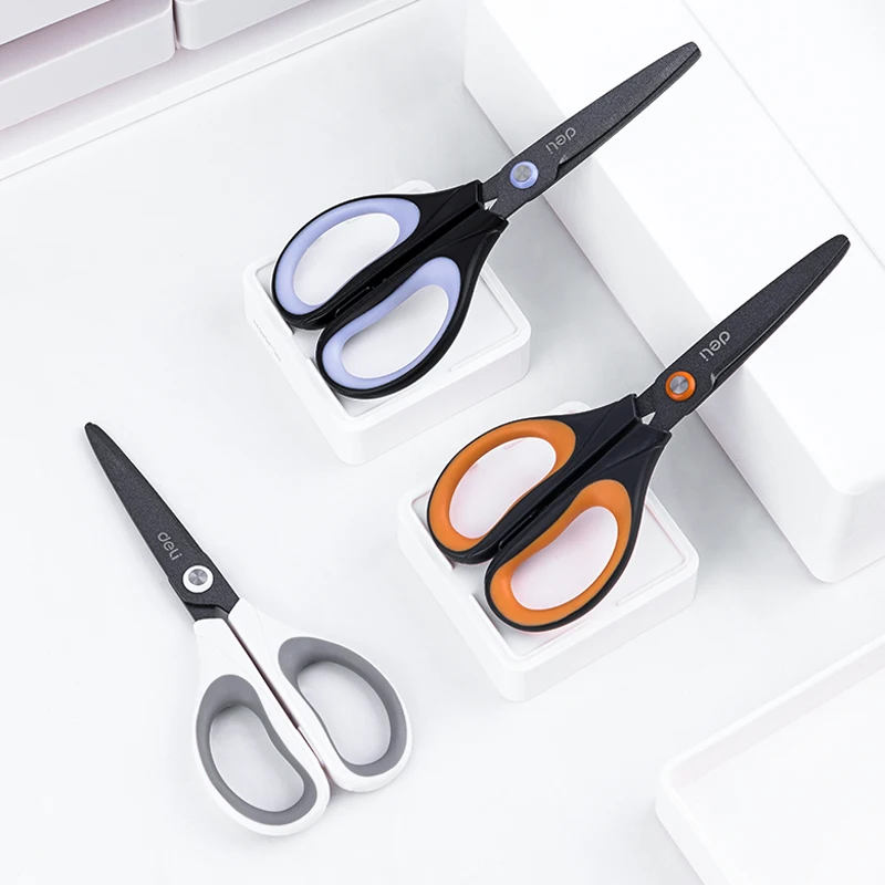 Deli Anti Stick Anti Rust Scissors School Stainless Steel Scissors Home Office DIY Handicraft Made Tools Stationery Scissors