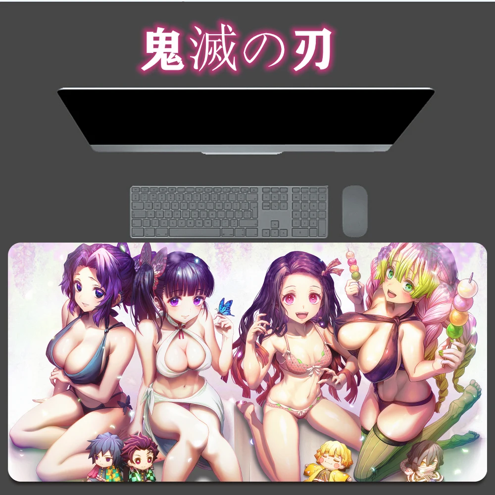 Anime Kamado Nezuko 3D Breast Sexy Mouse Pad Kimetsu No Yaiba kawaii Mousepad with Soft Wrist Rest 2way Fabric gaming Desk Mat