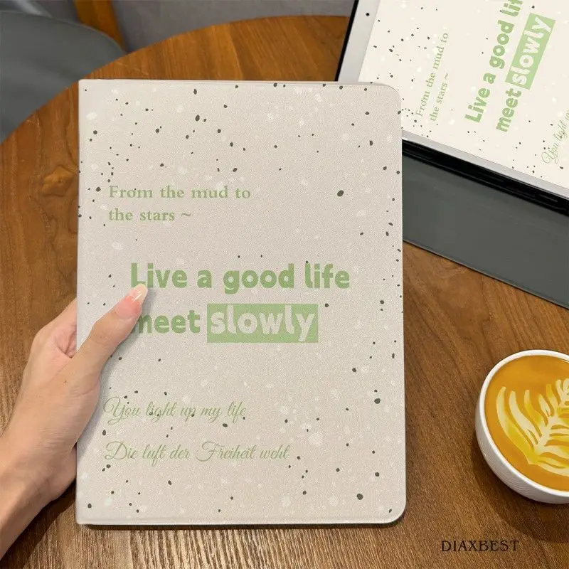 Marble Polka Dots Simple Green English For iPad Pro 13 11 M5 M4 M3 M2 Air 3 2 1 11th A16 12.9'' 10 9 8 5 Th Mini 7 6 5 4 Case