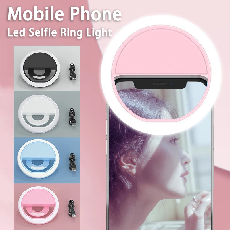 USB 충전 Led Selfie 링 라이트, 휴대 전화 렌즈 LED Selfie 램프 링 아이폰 삼성 샤오미 포코 전화 태블릿 셀카 라이트