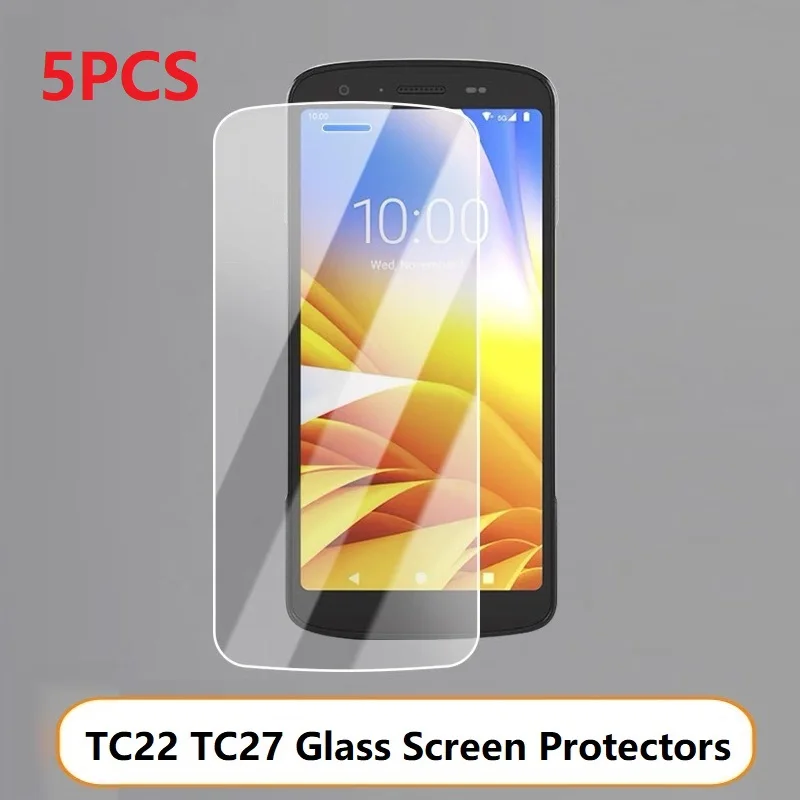 

5PCS Clear Tempered Glass Screen Protector for Zebra TC22 TC27 Barcode Scanner Mobile Computer,9H HD Protective Film