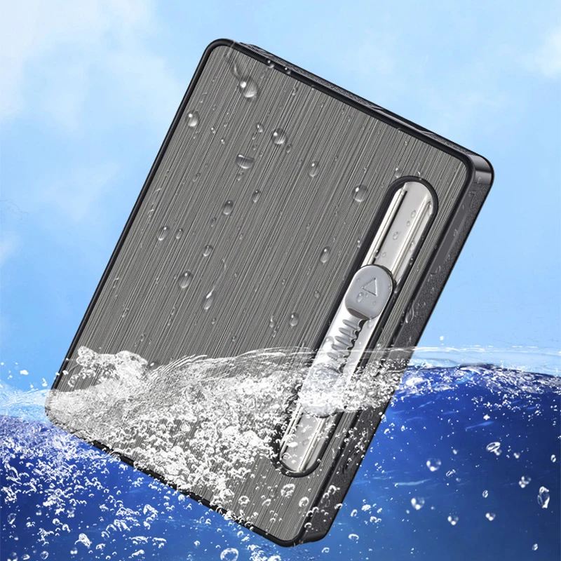 Cigarette Case Lighter USB Rechargeable Lighter Windproof Lighter Three-in-One Multifunctional Rechargeable Cigarette Case