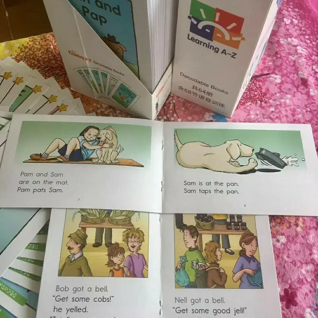 64 książki/zestaw Raz Dekodowalne historie foniki Nauka pomagania dziecku w czytaniu foniki Angielska książka przygodowa