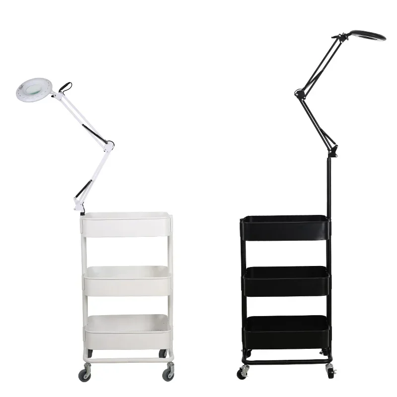 Multi-functional mobile workshop beauty salon work push shelf tool three-layer trolley with light belt pulley