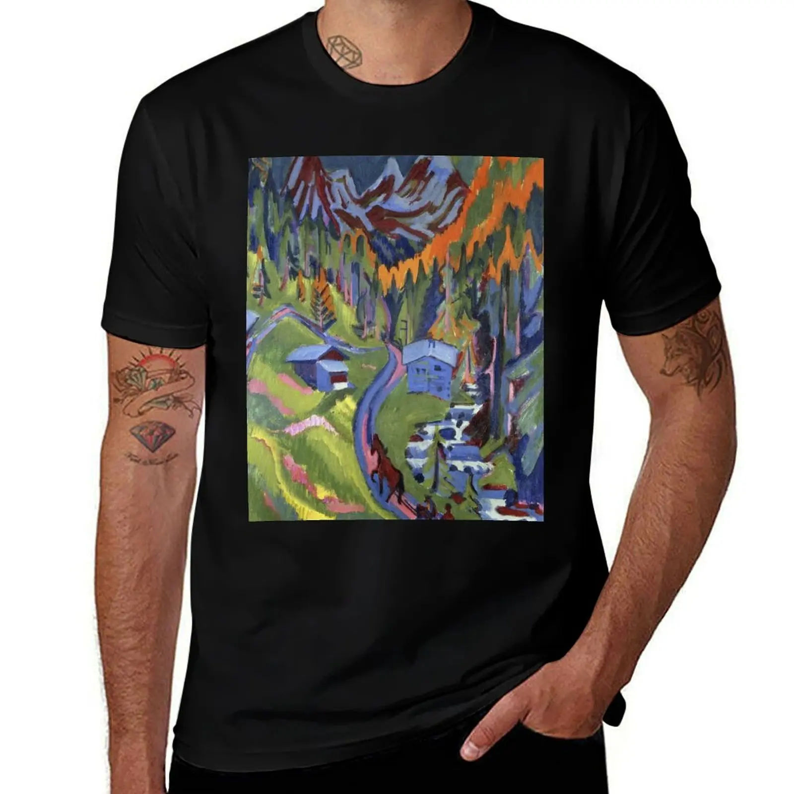 Футболка Ernst Ludwig Kirchner - Sertig Path In Summer, мягкая легкая хлопковая футболка