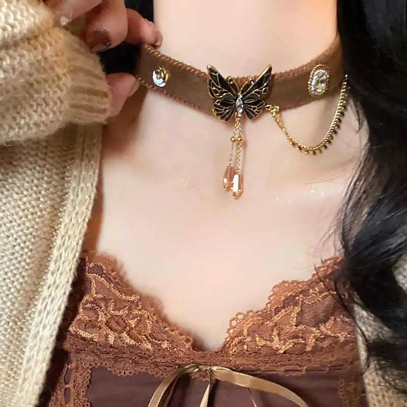 Trendy Gothic Vintage Butterfly Clavicle Chain Choker Necklace Hot Girl Y2K Rock Cool Charm Y2K Harajuku EMO Accessories Jewelry