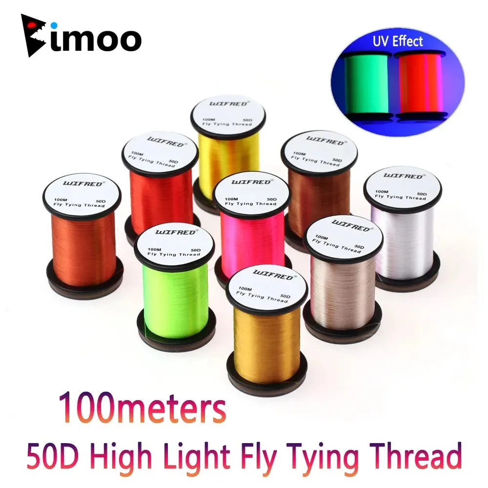 

Bimoo 100m/Spool 50D High Light Fly Tying Thread Floss Line For size 16 ~ 22 Flies Dry Wet Midge Nymph Trout Fly Tying Material