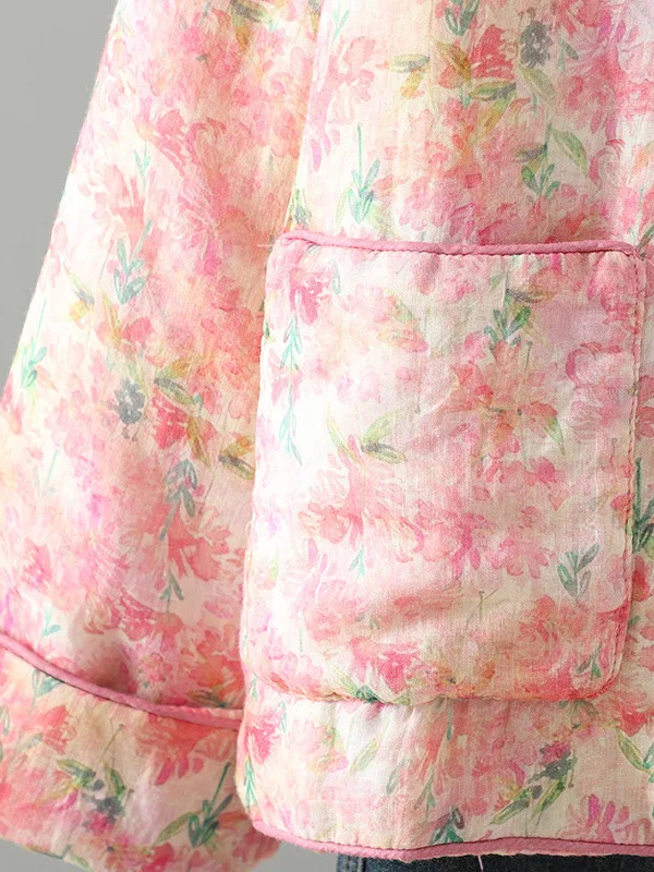 Jaqueta de Aodão ande Tamanho para Mulheres, Casaco Quente Estampado com Fechamento por Botão, Sem Mangas, Manga Longa, D...