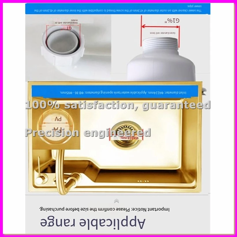 

Drain Sink Downcomer 114MM Gold-Plated Strainer Overflow Anti Stainless Steel Kitchen Strainer for Open Hole 86 - 95-ABFB