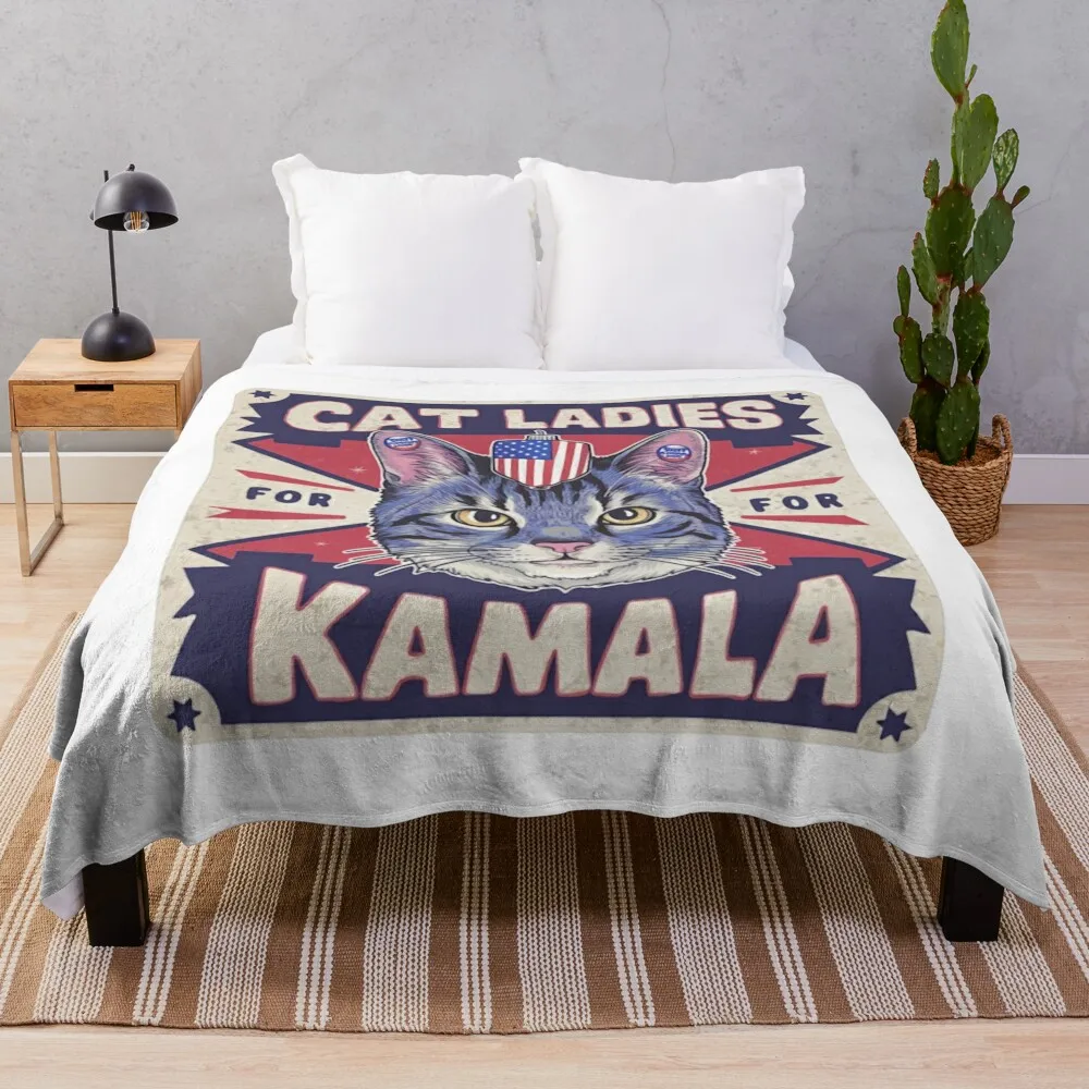 Childless Cat Ladies For Kamala Throw Blanket Winter beds Flannels Blankets