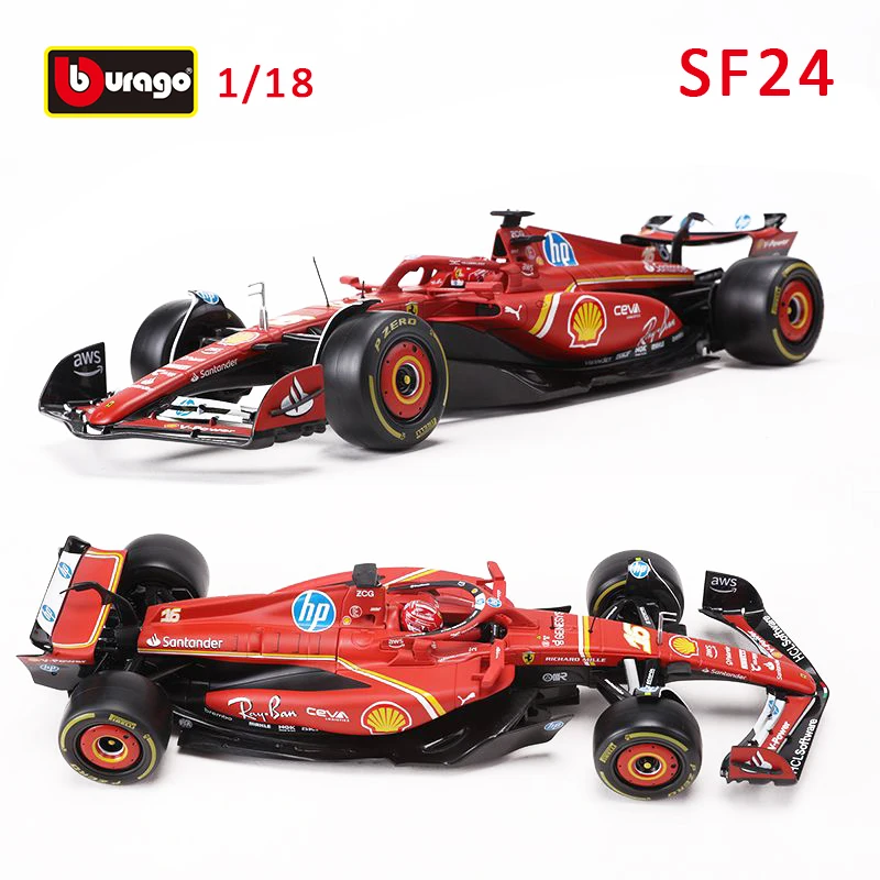 Bburago 1:18 Ferrari 2024 SF24 16 Charles Leclerc 55 Carlos Sainz Alloy Die Cast Cars Model Toys Formula 1 Collection Kid Gift