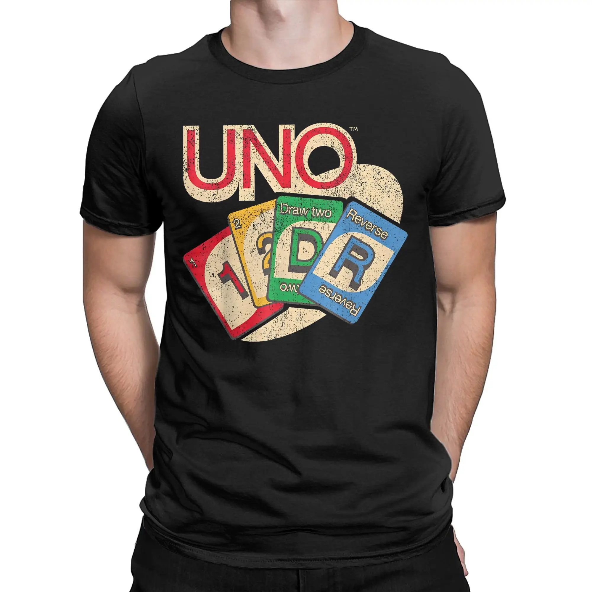 U-UNO-O Card Spread With Logo T-Shirt Men Board Games Funny 100% Cotton Tees Round Neck Short Sleeve T Shirt Gift merchandise