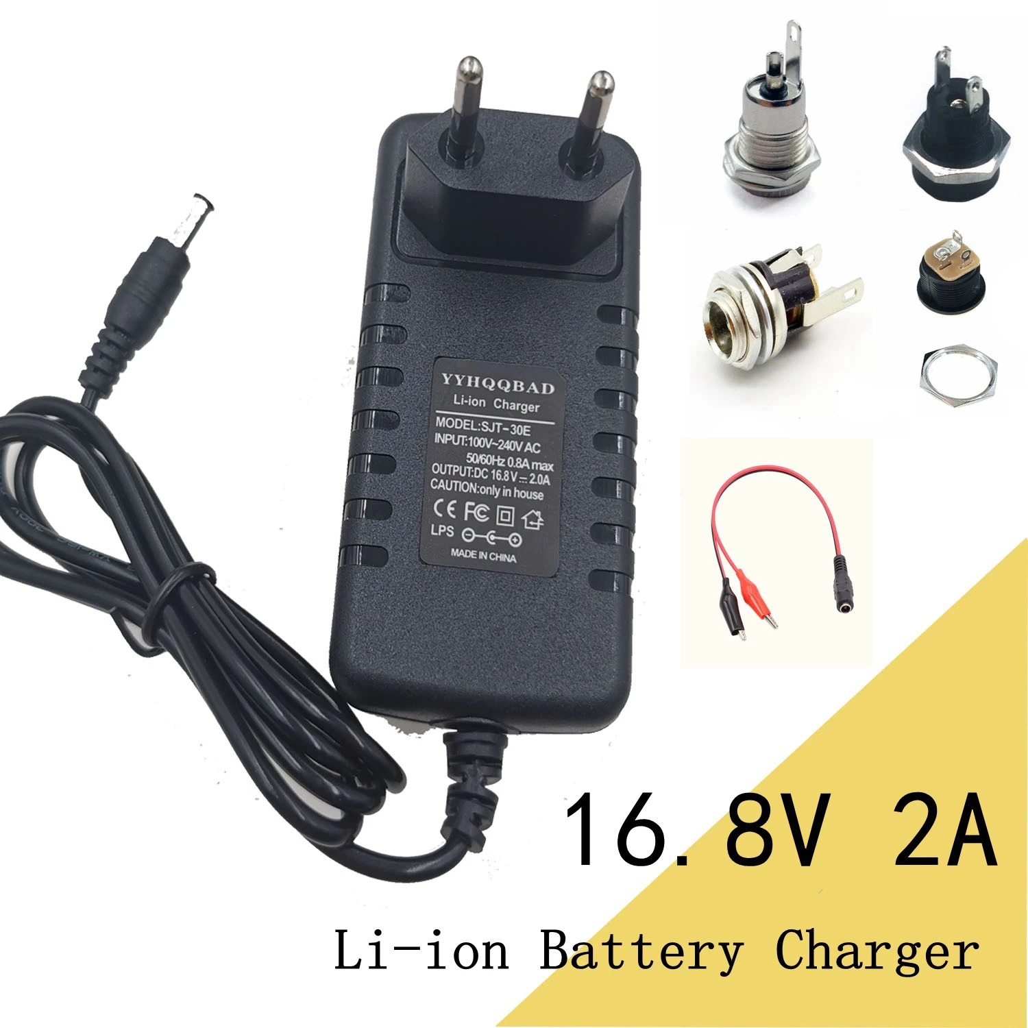 16.8V 2A Li-ion pil şarj için 14.4v 14.8v pil 4S 18650 pil paketi konektörü DC5525