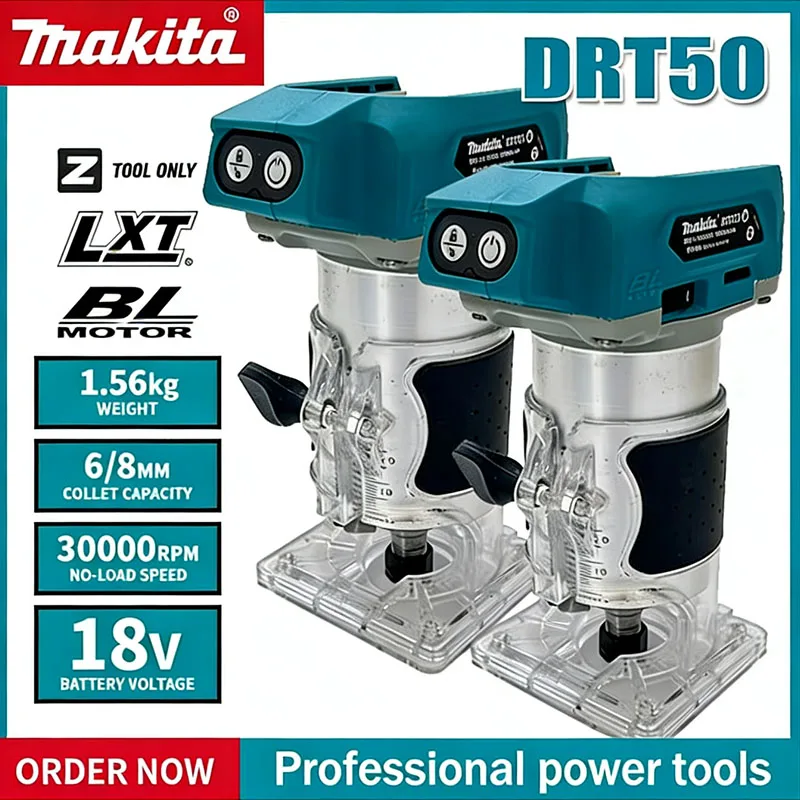 

Makita DRT50 18V LXT Cordless Trimmer Professional Brushless Motor Rechargeable Slotting Milling Edge Trimmer Tool