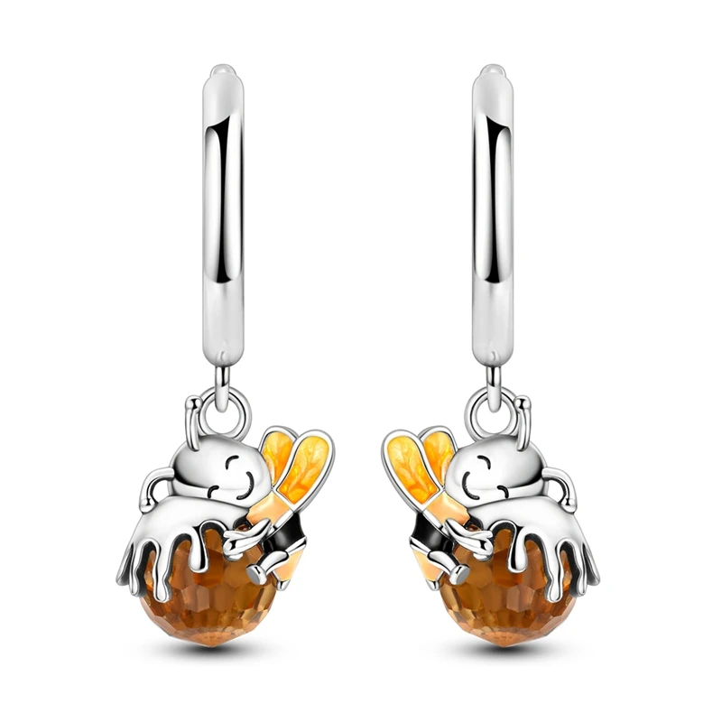 

925 Sterling Silver Earrings Women Bee Honey Pot Drop Earring For Anniversary Wedding Jewelry Gifts