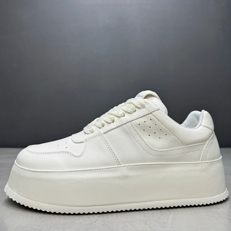 

Белая повседневная обувь в европейском/американском стиле в стиле ретро, широкая версия, мужские туфли из натуральной кожи на толстой подошве, увеличивающие рост