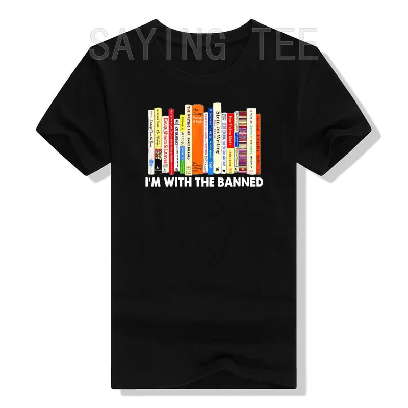 Womens I'm with The Banned, Banned-Books, Reading,Librarian,Bookish O-Neck T-Shirt Graphic Tee Tops Short Sleeve Blouses Gifts