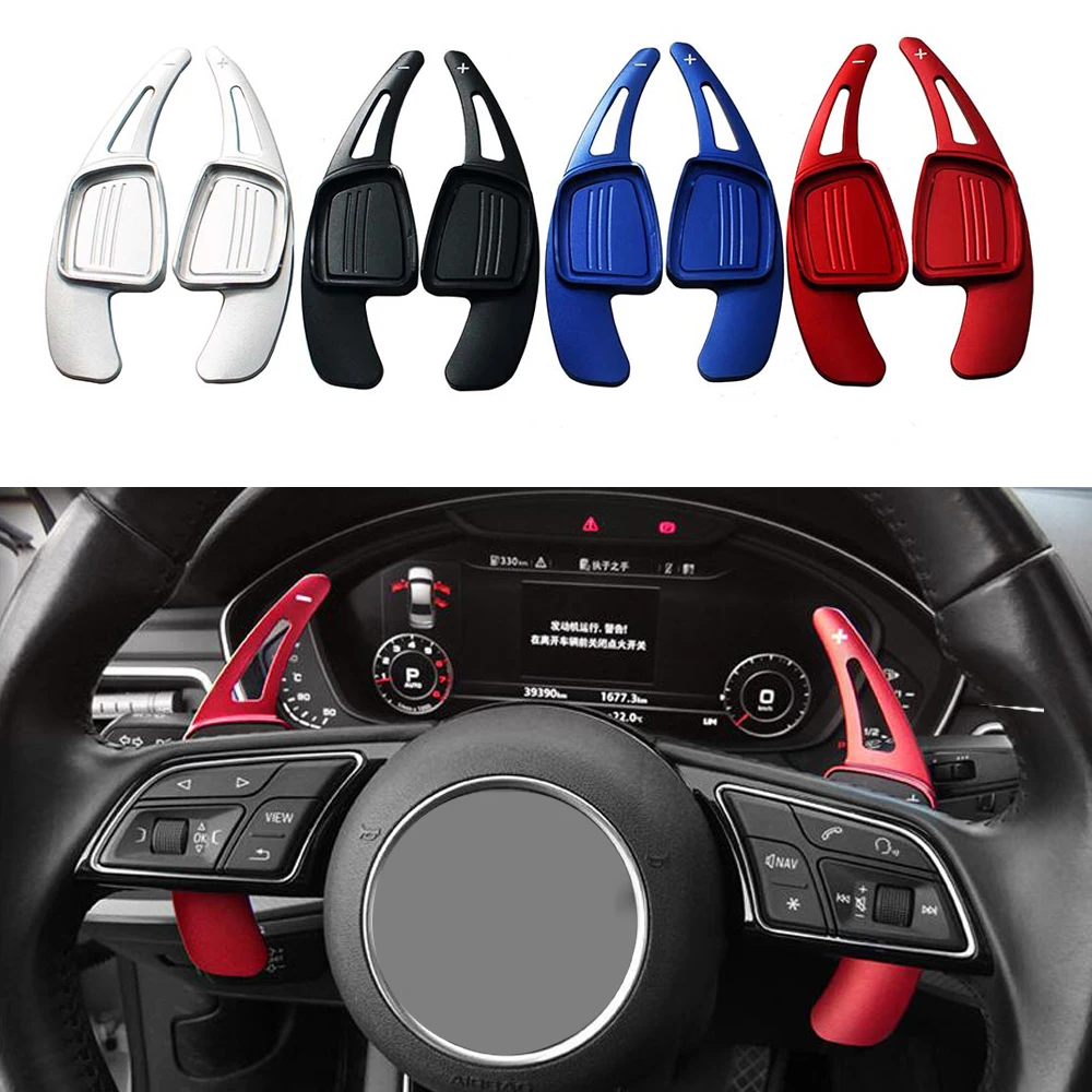 

2pcs/lot Car Sports Steering Wheel Shift Paddle Shifter fit For Audi A3 / S3 facelift A5 S5 2017 A4 B9 Q7 2016-2017 TT TTS Red