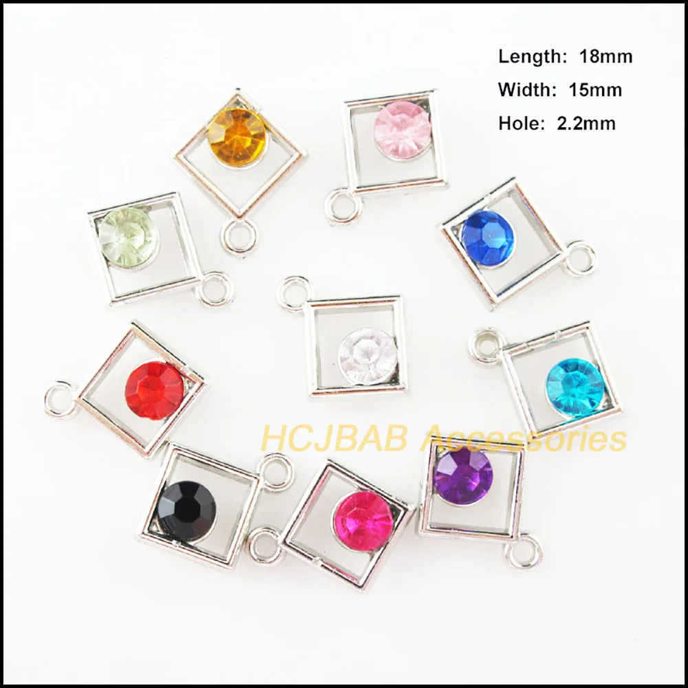 30Pcs Dull Silver Plated Charms Mixed Acrylic Pendants