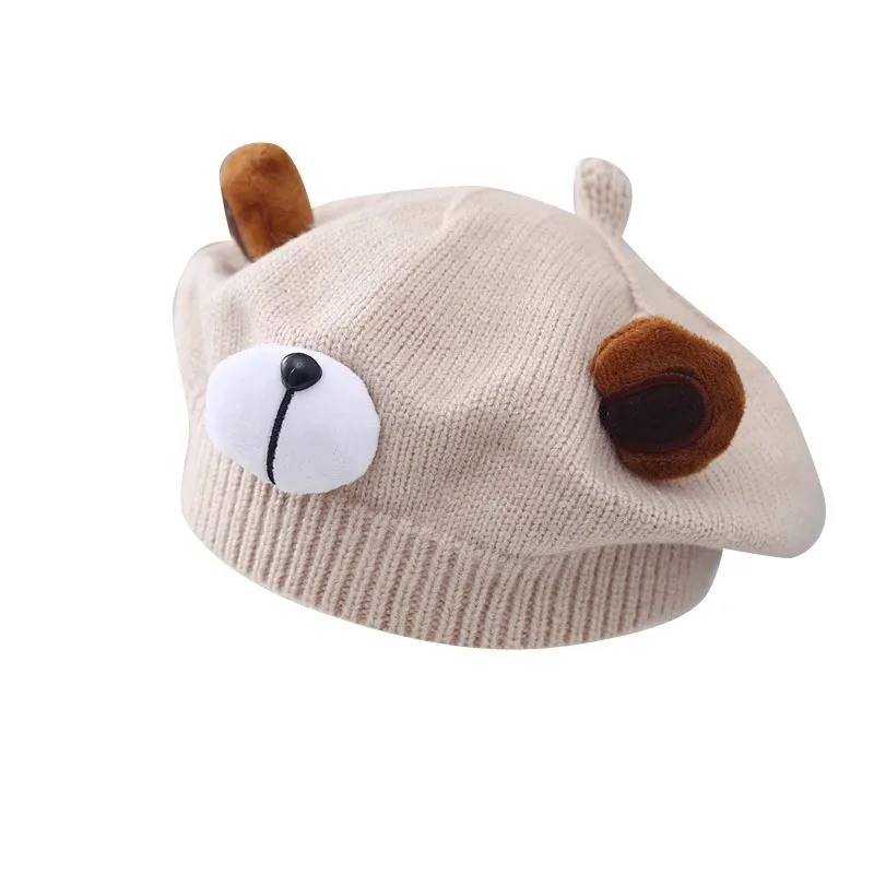 Knitted Baby Hat Autumn and Winter Cute Bear Children\'s Beret Korean Style Warm Kids Woolen Hats Toddlers Girls Boys Painter Cap