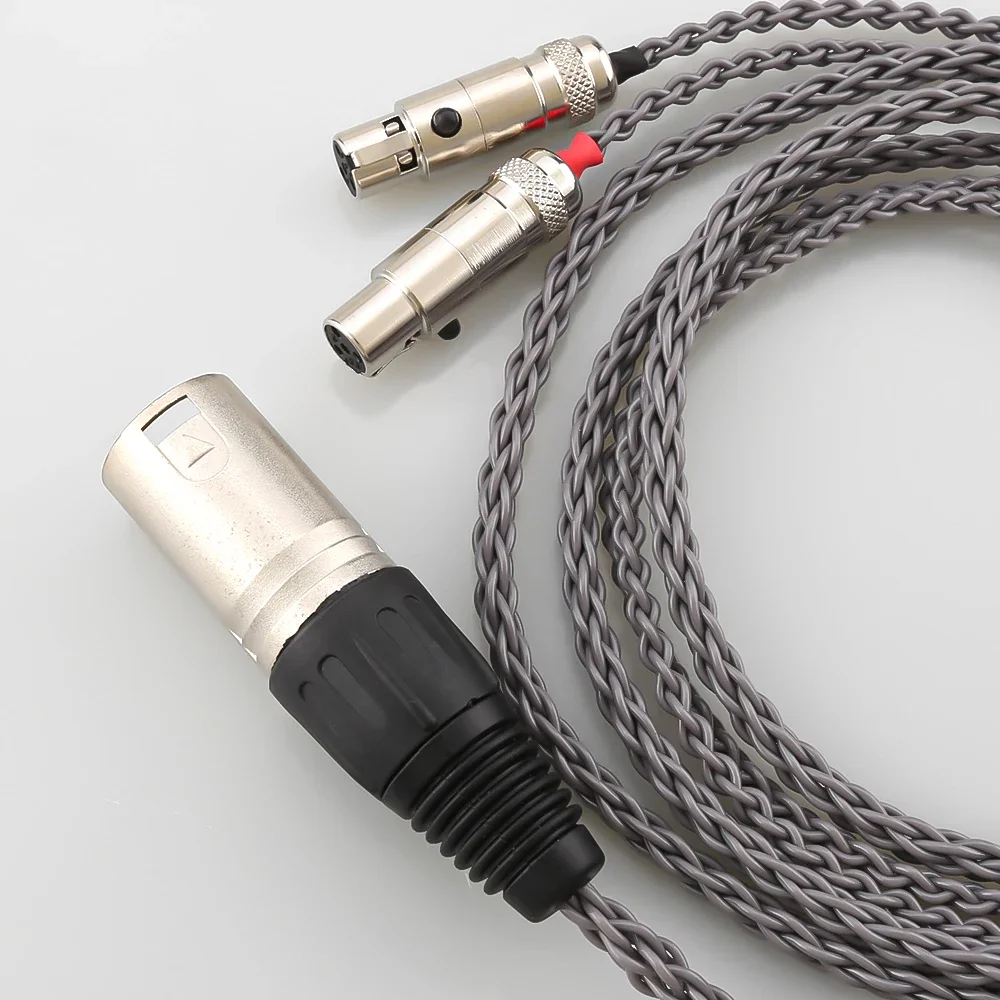 8 Core HIFI 4pin UPOCC 2.5 4.4mm XLR Balanced Earphone Headphone Upgrade Cable Silver Plated for Audeze LCD 3 LCD-2 LCD2 LCD-4