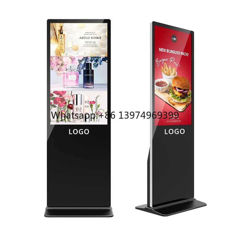 43 55 65 Inches Indoor Floor Stand Display Advertising Vertical Totem Touch Screen Lcd Monitor Touch Screen Interactive Kiosk