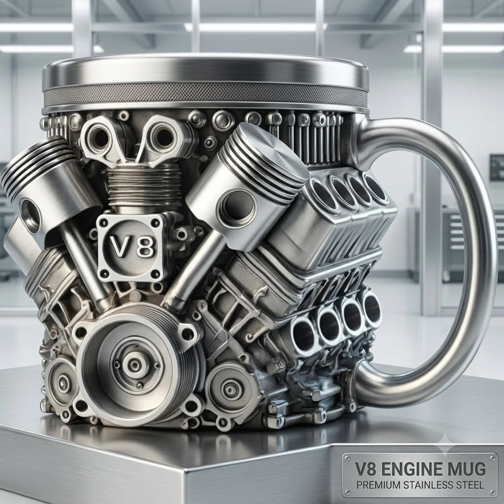 V8/V6 Engine Stainless Steel Cup 3D Piston Coffee Mug Barbecue Beer Stein Tea Cups Creative Mechanic Gifts For Car Lovers Men