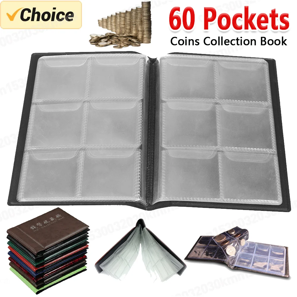 60 Pockets Coin Holders Collecting Album Storage Coin Collection Supplies Book Currency Holder Collecting Album Random Color