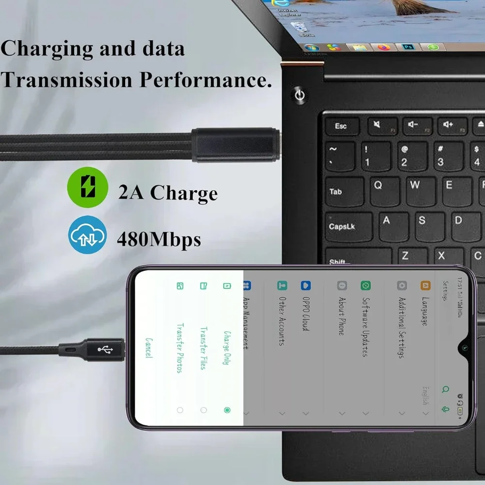 Multi USB Fast Charging Cable,3 in 1 2A Cord Connector with 3 Type C USB Universal Port Adapter