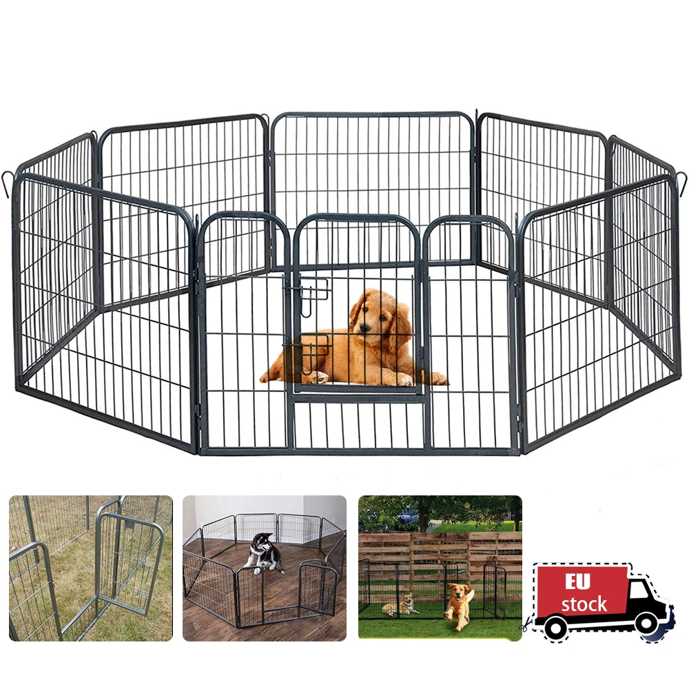 Dog Fence Heavy Duty Dog Puppy Exercise Fence Playpen Foldable Exercise Puppy Kennel Cage Metal Barrier for Dog Cat Rabbit Pet