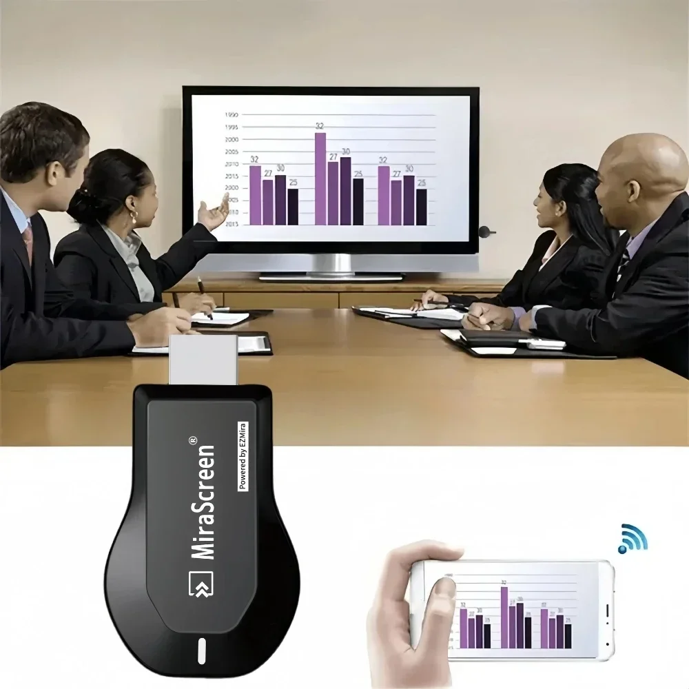 KEBIDUMEI 1080P M2 Pro Wireless Audio Video Transmitter WiFi TV Stick Display Dongle HDMI-compatible Smart TV Screen Projector