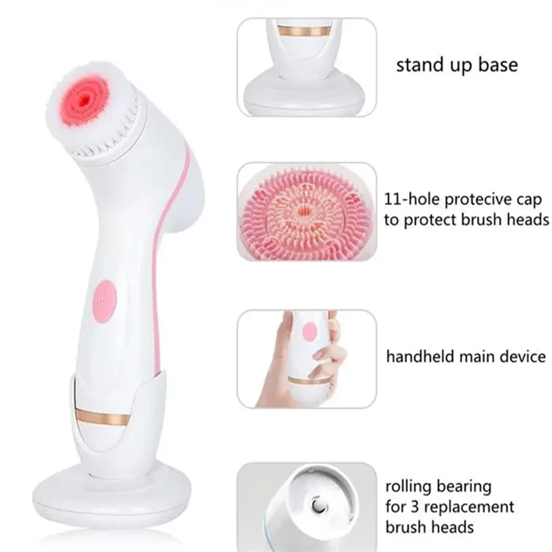 Portable wireless waterproof exfoliating cleansing brush Multi-function electric rotary silicone cleansing brush