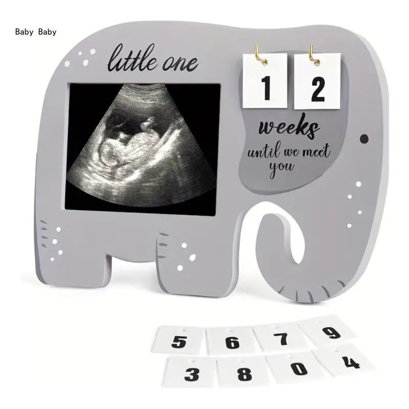 Cadre Photo à ultrasons en bois pour bébé, joli Design d'éléphant, cadeau Unique pour maman, Q81A