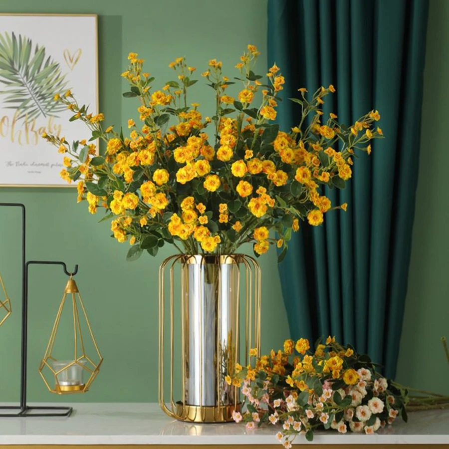 4/8 Stück künstliche Blume Long Shoot Marguerit Bouquet Home Room Vase Tisch Garten DIY Geschenk Kranz Valentinstag Hochzeit Braut Dekor