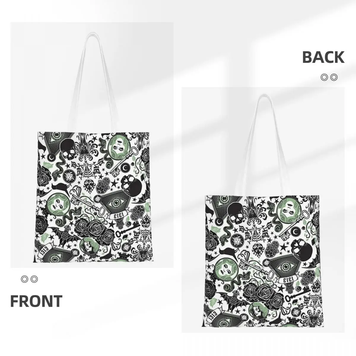 Haunted Mansion Stretching  Shopping Bags Women Canvas The Tote Bag Folding Girls Shoulder Tote Travel Handbag