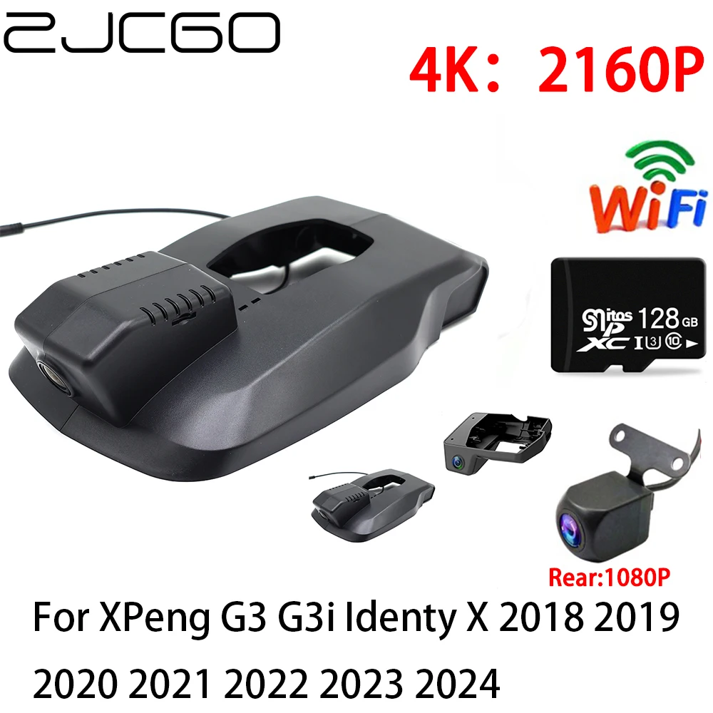 ZJCGO 2K 4K Car DVR Dash Cam Wifi Front Rear Camera 2 Lens 24h for XPeng G3 G3i Identy X 2018 2019 2020 2021 2022 2023 2024