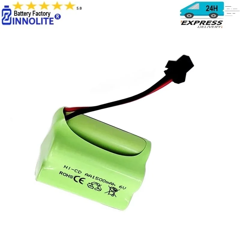 6V Ni-CD 1500mAh 5-Cells AA Battery Compatible for Stunt RC Cars, Trucks, School Bus Toys, Outdoor Solar Light Batteries