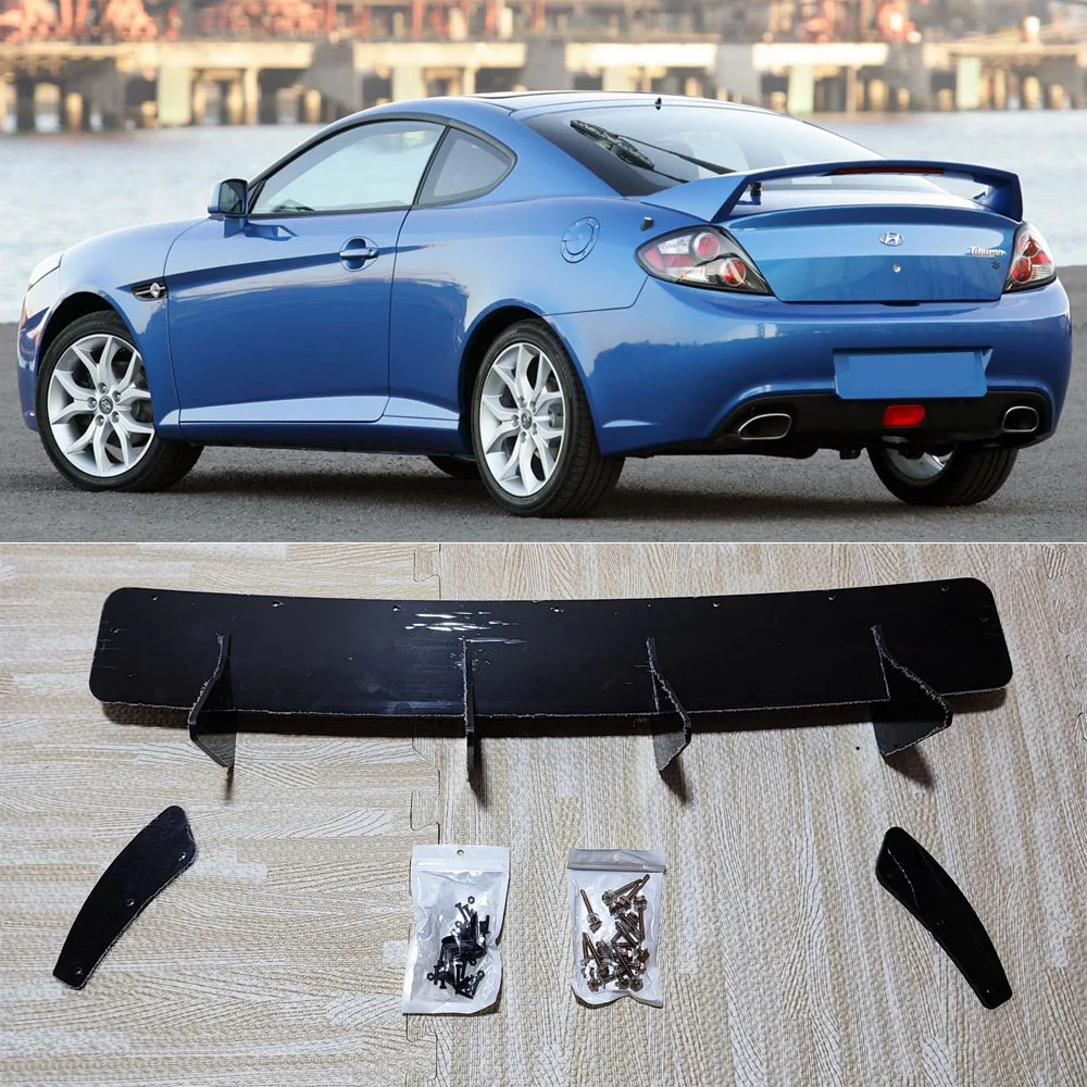 4 Fins Car Rear Bumper Diffuser Rear Side Splitters Spoiler Lip For Hyundai Coupe / Tiburon 2007 2008 2009 ABS Bodykits Tuning