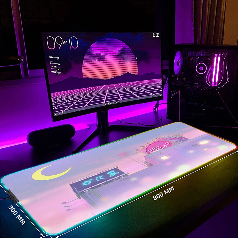 

RGB игровой коврик для мыши, коврики для мыши с Луной и пейзажем, большие светодиодные геймерские коврики для мыши XXL, коврики для клавиатуры, светящийся Настольный коврик, коврик для мыши с подсветкой