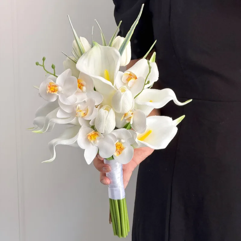 pure-white-calla-lily-phalaenopsis-bouquet-photo-simulation-flower-qixi-festival-marriage-proposal-wedding-photography-bridal-bo