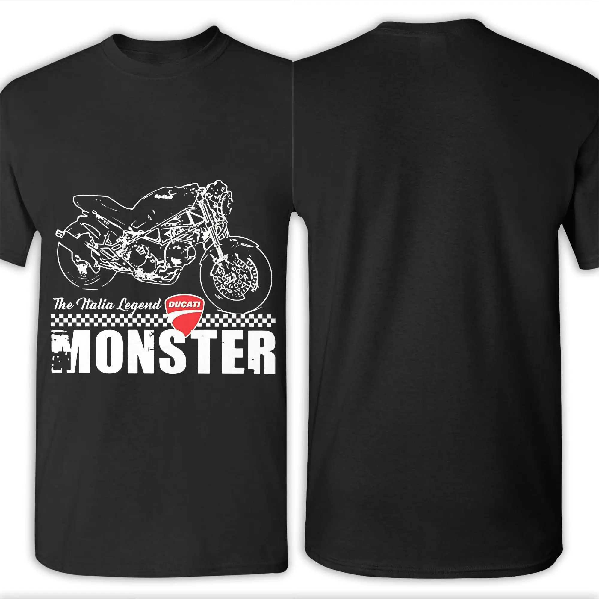 Ducati Monster Motorrad Lustiges T-Shirt aus 100 % Baumwolle, Moto-GP-Tops, T-Shirts für Herren – Detail 6