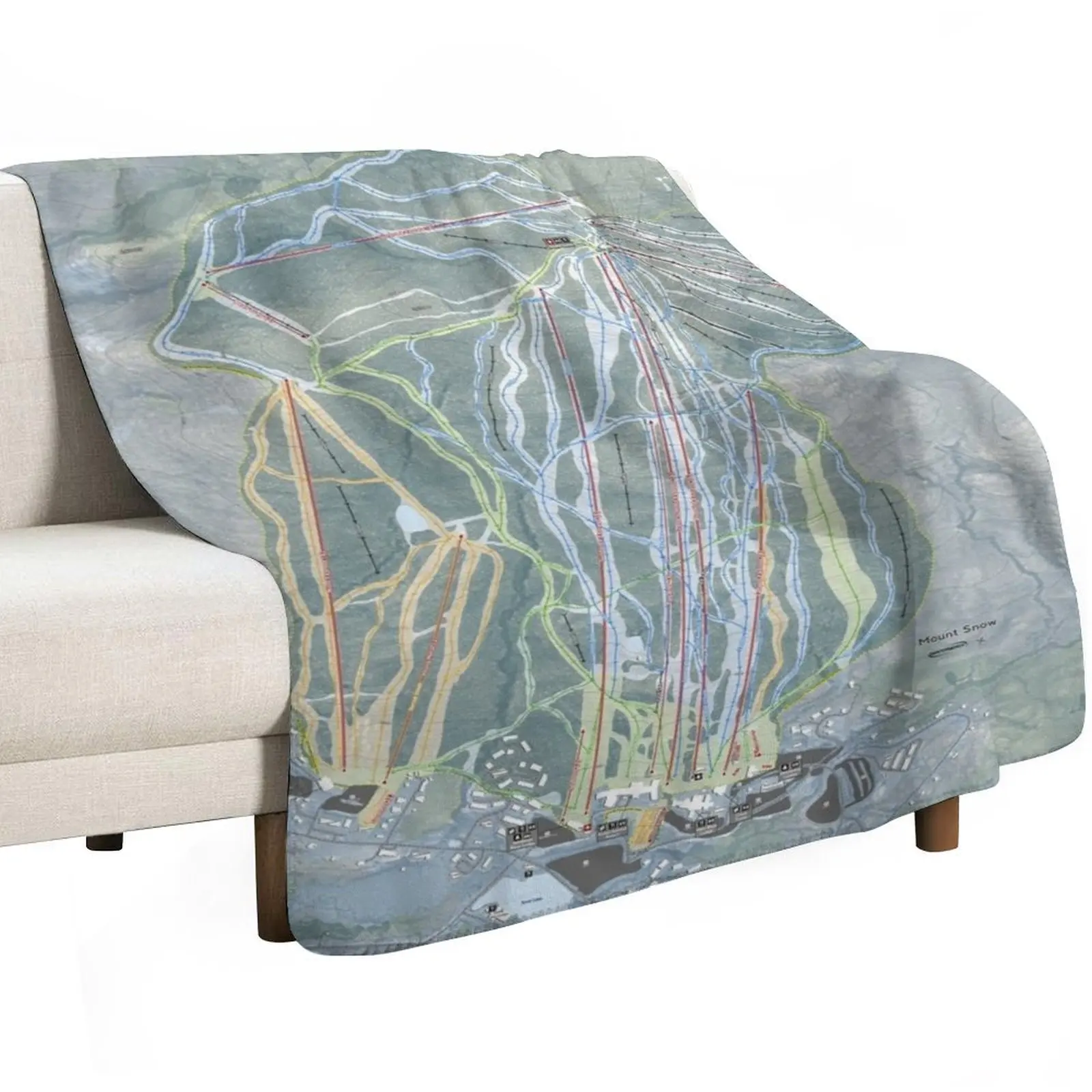 Mount Snow Resort Trail Map Throw Blanket Comforter anime Flannel Fabric Soft Big Soft Beds Furrys Blankets