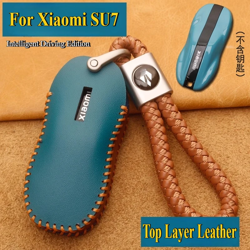 

For Xiaomi SU7 Intelligent Driving Edition Key Case Cover Genuine Leather Remote Key Protective Shell Keychains Car Accessories