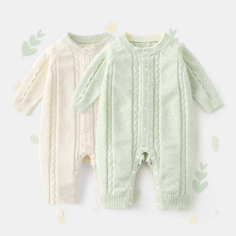 

Комбинезоны для маленьких девочек, весна 2026, контрастные вязаные детские комбинезоны для маленьких девочек, боди из чистого хлопка для новорожденных девочек, комбинезоны для маленьких девочек