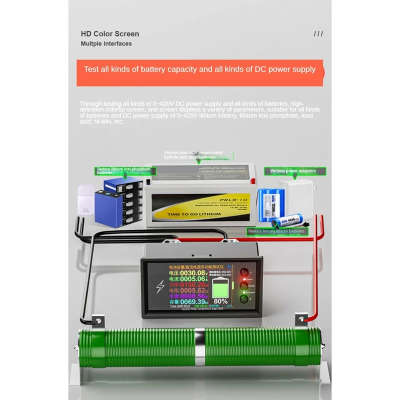 Vendita calda DC 0-420V 300A Wifi misuratore di energia elettrica Tester di capacità della batteria Display digitale DC misuratore di potenza di