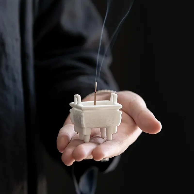 Mini Ceramic Aromatherapy Stove Small Ornaments Home Tea Room Tea Desktop Home Incense Burner Incense Stick and Base Zen Decor