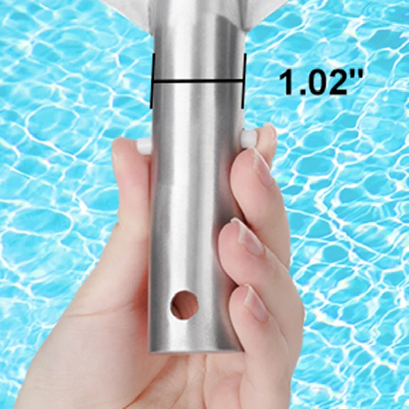 PZHI 18-Inch Pool Brush Head, Polished Aluminum Swimming Pool Cleaning Brush for Walls Tiles, Nylon Bristles