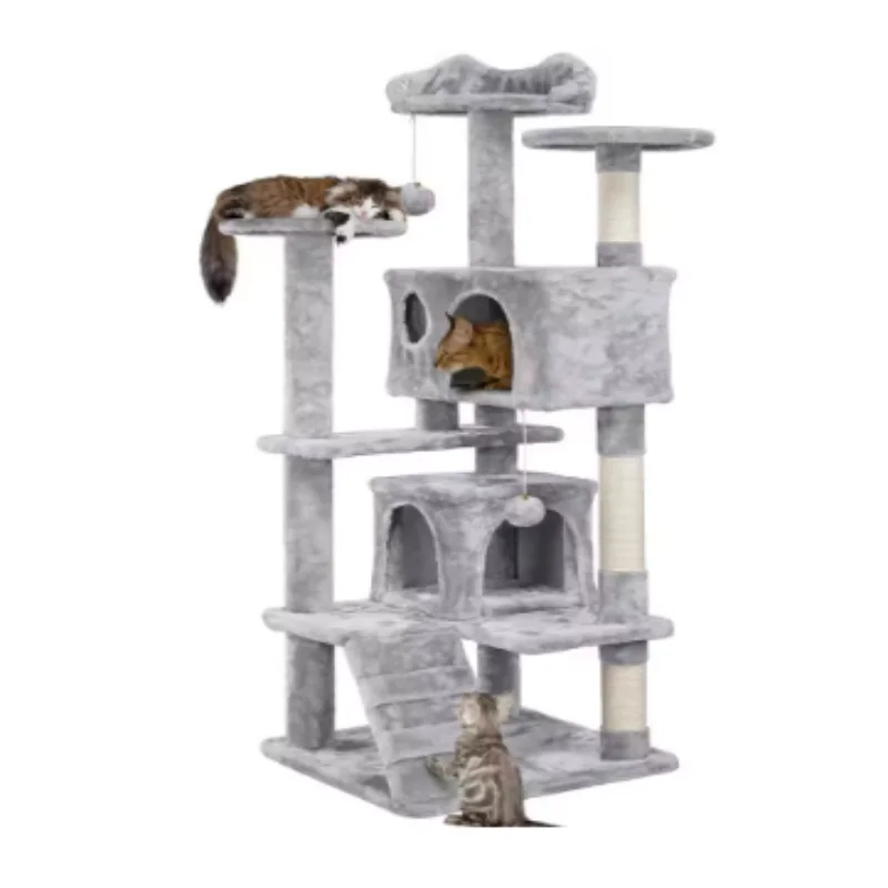 Large Cat Tree for Indoor Tall Tower for Cat Multi-Level Plush with Natural Sisal Scratching Post Condos Perches Hammock